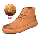 Brand Winter Men Snow Boots Ankle Boots Man Genuine Leather Plush Warm Men Motorcycle Boots Autumn Outdoor Man Shoes Size 37-47