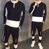 Men Causal Splicing Contrast Sets Camo Jacket+Pants 2Pc Tracksuit Sportwear Hoodies Sweatshirt &Pant Suit Trainingspak Heren