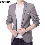 Mens Korean slim fit fashion cotton blazer Suit Jacket black blue plus size M to 3XL Male blazers Mens coat Wedding