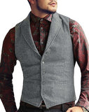 Mens Suit Vest Lapel V Neck Wool Herringbone Casual Formal Business Vest Waistcoat Groomman For Wedding Green/Black/Brown