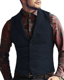 Mens Suit Vest Lapel V Neck Wool Herringbone Casual Formal Business Vest Waistcoat Groomman For Wedding Green/Black/Brown