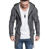 Shujin New Mens Hooded Solid Trench Coat Jacket Cardigan Long Sleeve Outwear Male Autumn Winter Slim Fit Long Coat Tops