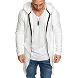 Shujin New Mens Hooded Solid Trench Coat Jacket Cardigan Long Sleeve Outwear Male Autumn Winter Slim Fit Long Coat Tops