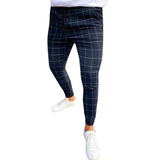 Mens Fashion Pants Men Streetwear Hip Hop Pants Skinny Chinos Plaid Trousers Slim Fit Casual Pants Joggers