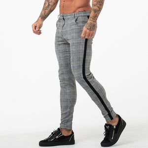 New Casual Plaid Pants Men Bottom Streewear Chino Slim Fit Jogger Pants Male Skinny Sweatpants Men Trousers Track Pants