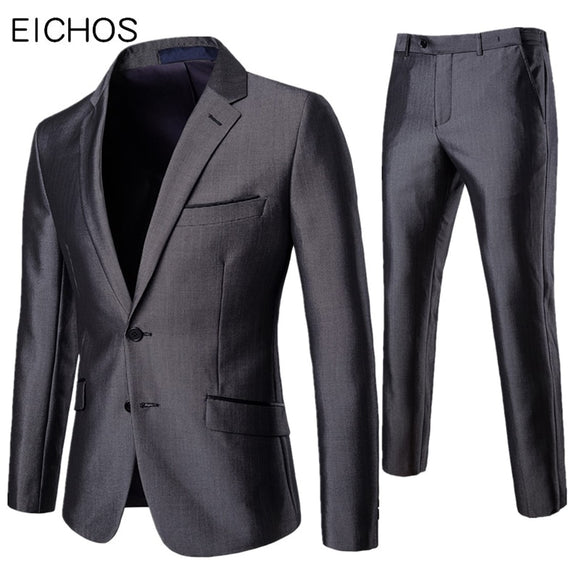 EICHOS 2019 Blazer Pants Suit Set Men Formal Offices Slim Fit Lapel Best Man Two Pieces Groom Suit Male Wedding Dress Tuxedo