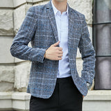 VODOF 2019 New Arrival Brand Clothing Jacket Men's Plaid Suit Jacket Men Blazer Fashion Slim Male Casual Blazers Men Size M-5XL