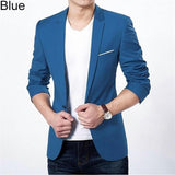 Fashion Men Slim Fit Formal One Button Suit Business Blazer Coat Jacket Tops