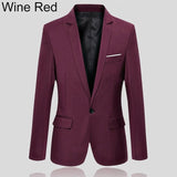 Fashion Men Slim Fit Formal One Button Suit Business Blazer Coat Jacket Tops