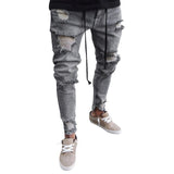 SFIT NEW Men Stretchy Ripped Skinny Biker Embroidery Print Slim Fit Jeans Destroyed Hole Taped Denim Scratched High Quality Jean