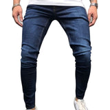 SFIT NEW Men Stretchy Ripped Skinny Biker Embroidery Print Slim Fit Jeans Destroyed Hole Taped Denim Scratched High Quality Jean