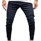 SFIT NEW Men Stretchy Ripped Skinny Biker Embroidery Print Slim Fit Jeans Destroyed Hole Taped Denim Scratched High Quality Jean