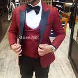 Latest Coat Pant Designs Men Suits 2019 Formal Groom Pattern Burgundy Suit Slim Fit Business Mens Tuxedo Wedding Suit For Men