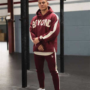 Mens Sports Suits Running Set Men Gym Sportwear Tracksuit Fitness Body building Mens Hoodies+Pants Sport wear Men Clothing Set