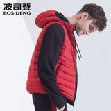 BOSIDENG  new down vest for men down waistcoat 90% down jacket sleeveless hooded with hat high quality outwear B80131003