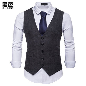 Fashion Suit Vest Men Formal Dress Vest Colete Masculino Herringbone Gilet Fitness Sleeveless Jacket Wedding Waistcoat Men XXL