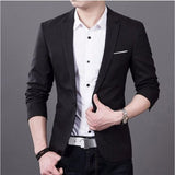 Mens Korean slim fit fashion cotton blazer Suit Jacket black blue  plus size M to 3XL Male blazers Mens coat Wedding