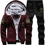 Winter Tracksuits Men Set Casual Thicken Fleece Warm Hooded Jacket Pants Spring Sweatshirt Sportswear Coats Hoodie Track Suits