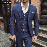 ( Jacket + Vest + Pants ) 2019 New Fashion Boutique Men's Plaid Formal Business Suit 3 Piece Set / Men's High-end Casual Suits