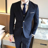 ( Jacket + Vest + Pants ) 2019 New Fashion Boutique Men's Plaid Formal Business Suit 3 Piece Set / Men's High-end Casual Suits