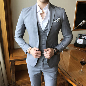 Solid Color slim fit male 3 piece suits wedding dress men Business Casual blazer Wedding Prom Dinner Suits Groomsman Wear tuxedo