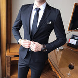 Solid Color slim fit male 3 piece suits wedding dress men Business Casual blazer Wedding Prom Dinner Suits Groomsman Wear tuxedo