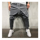 Men pencil trouser Men Asymetric Layered Jogger Pants Hip Hop Streetwear Jogger Pants Casual Drawstring Close Bottom Pants